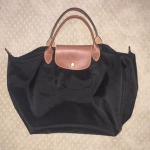 longchamp short strap large black bag